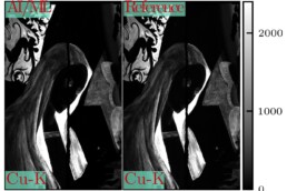 Confronto delle mappe XRF del rame nel dipinto della Vergine Maria, uno dei frammenti rimasti della pala d'altare Baronci. A sinistra è mostrata la mappa ottenuta applicando la metodologia AI/ML proposta, a destra la mappa calcolata utilizzando la metodologia tradizionale | © CNR ISPC